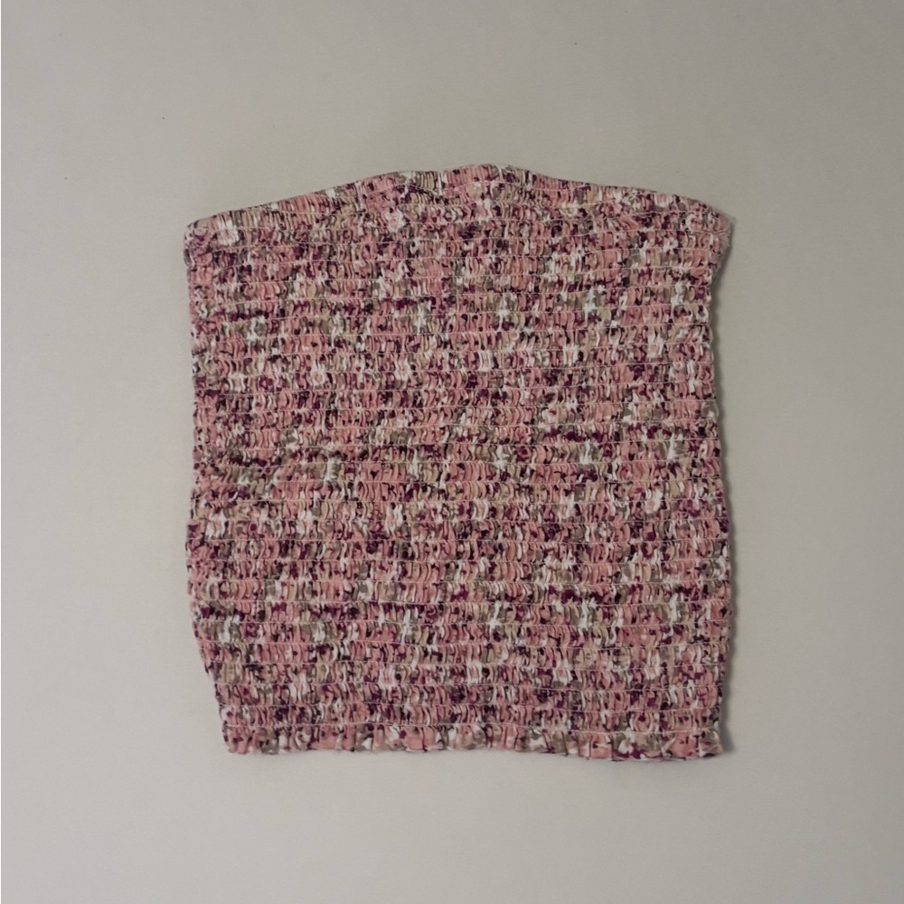 Pink and White Knit Tube Top